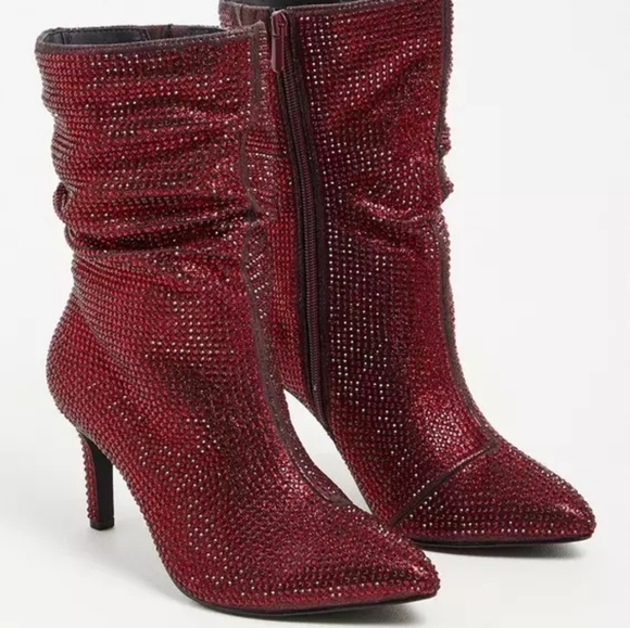torrid Shoes - *Final Price* Torrid Slouchy Heel Bootie - Rhinestone Red 11.5 (WW)
